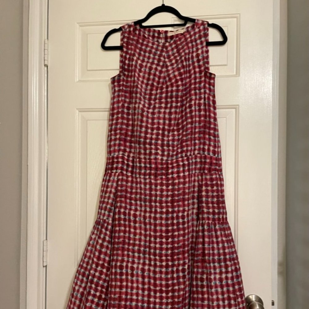 Tory Burch Red and Blue Silk Maxi Dress